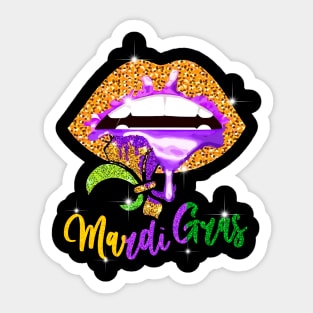 Mardi Gras Lip Biting Diamong Shining Costume, Mardi Gras 2024 Sticker